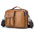 BULLCAPTAIN Bolso bandolera de cuero para hombre – Maletín de negocios y mensajero vintage con fach para computadora portátil
