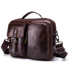 BULLCAPTAIN Bolso bandolera de cuero para hombre – Maletín de negocios y mensajero vintage con fach para computadora portátil