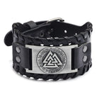 Totem Design Wide Leather Pirate Compass Bracelet Men's Bracelet Celtic Viking Jewelry Compass Bracelet Accessories Party Gifts