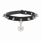 Spike Choker Halskette Punk – Breites Kunstleder Halsband mit großen Nieten im Gothic Style für Damen &amp; Herren