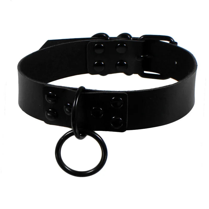 Spike Choker Halskette Punk – Breites Kunstleder Halsband mit großen Nieten im Gothic Style für Damen & Herren