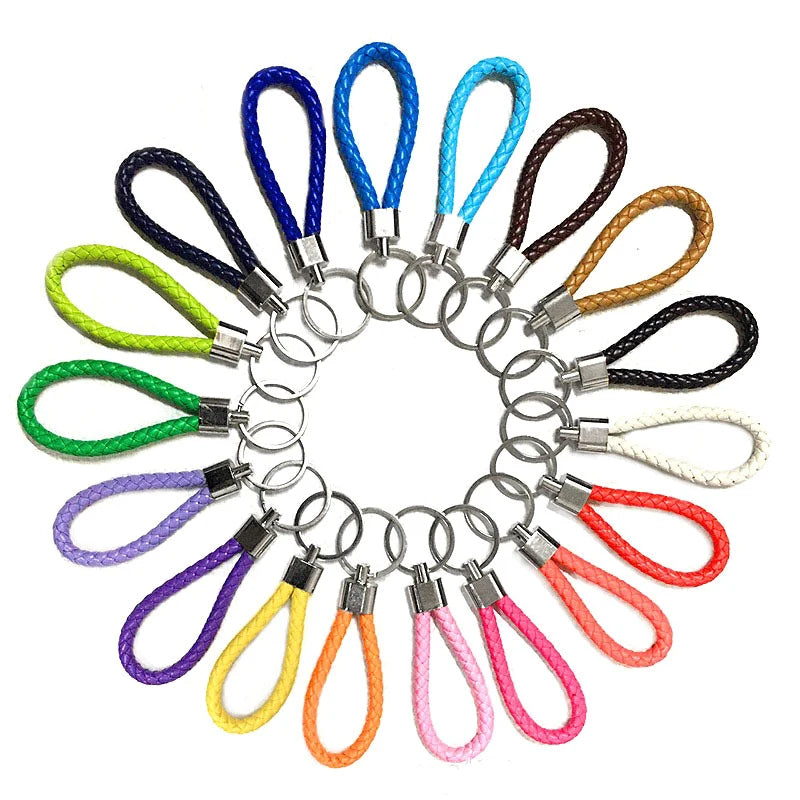 Geflochtener PU-Leder Schlüsselanhänger - Llavero de cuerda tejida más moderno como bolso y colgador de automóviles, llavero de cuero DIY para mujeres y hombres 