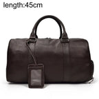 Große Reisetasche aus echtem Leder – Weiche Cowhide Travel Duffle Bag für Damen & Herren, schwarze Wochenend- & Schultertasche mit Schuhfach