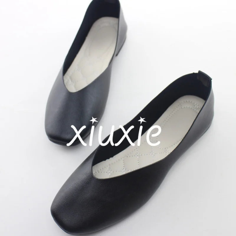 BeckyWalk Damen Flats – Candy Color PU-Leder Ballerinas, spitze Zehen, Slip-On Loafers, Retro Damen-Schuhe, große Größen 35-43