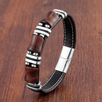 Tigerauge Lederarmband für Damen & Herren – Naturstein Armband mit schwarzem Lederband & Edelstahl-Magnetverschluss, modernes Unisex Schmuckstück