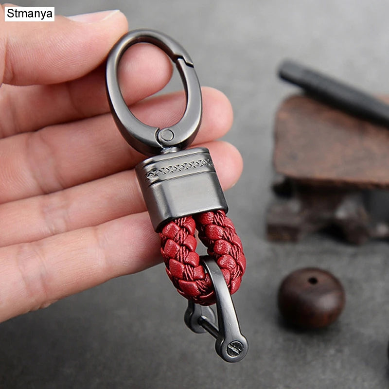 Handgeflochtener Leder Schlüsselanhänger mit Metallclip – Robuster Auto Keyring & Gürtel-Keychain für Damen & Herren