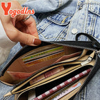 Yogodlns Damen Langgeldbörse aus PU-Leder – Elegante Clutch mit Reißverschluss, Kartenfächern, Münzfach &amp; Handyfach