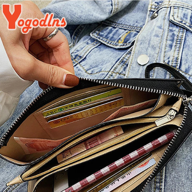 Yogodlns Damen Langgeldbörse aus PU-Leder – Elegante Clutch mit Reißverschluss, Kartenfächern, Münzfach &amp; Handyfach