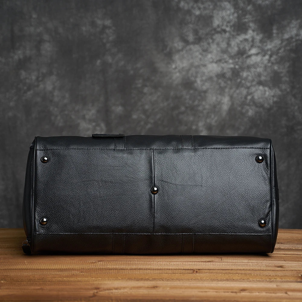 ZRCX Reise- & Weekender Tasche aus echtem Rindsleder – Große Leder Duffle Bag in Schwarz, Handgepäck & Schultertasche für Damen und Herren