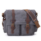 IGETBAG Unisex Messenger Bag – Vintage Canvas & Leder, Crossbody Schultertasche für Damen & Herren, Casual Travel Bag