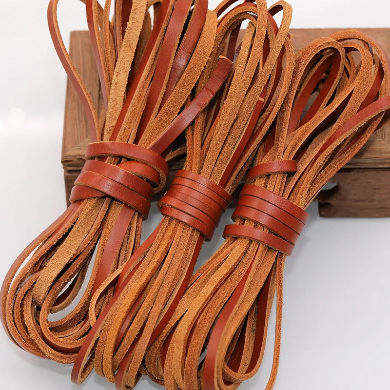 Echtleder Rindslederband – 5 Meter flaches Lederband aus erster Schicht für Schmuck, Taschen & DIY Lederarbeiten