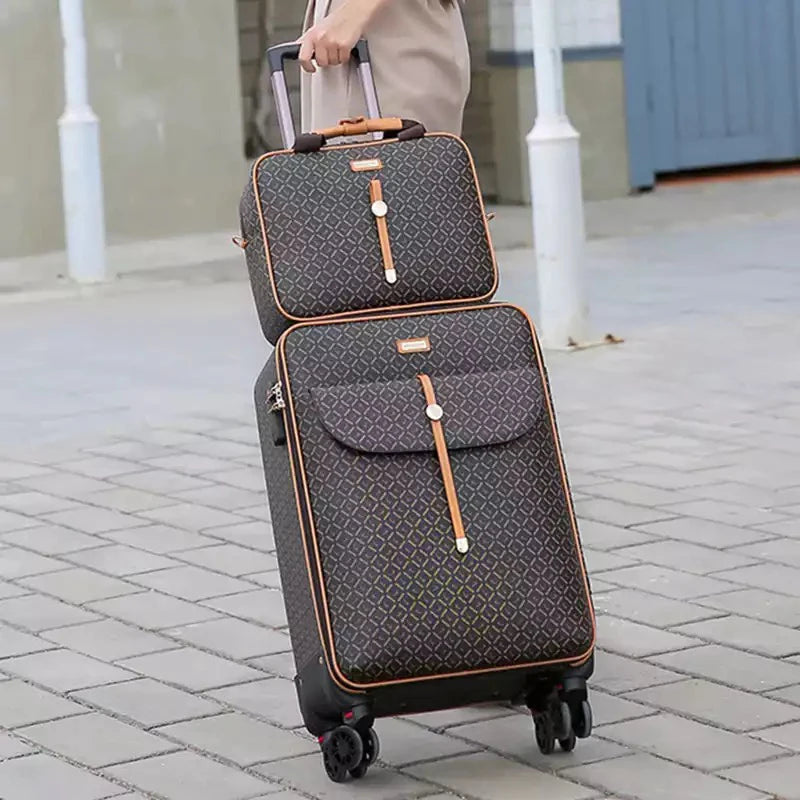 GraspDream PU Rolling Luggage Set – 16/20/24 Zoll Trolley Koffer mit Handtasche für Männer & Frauen