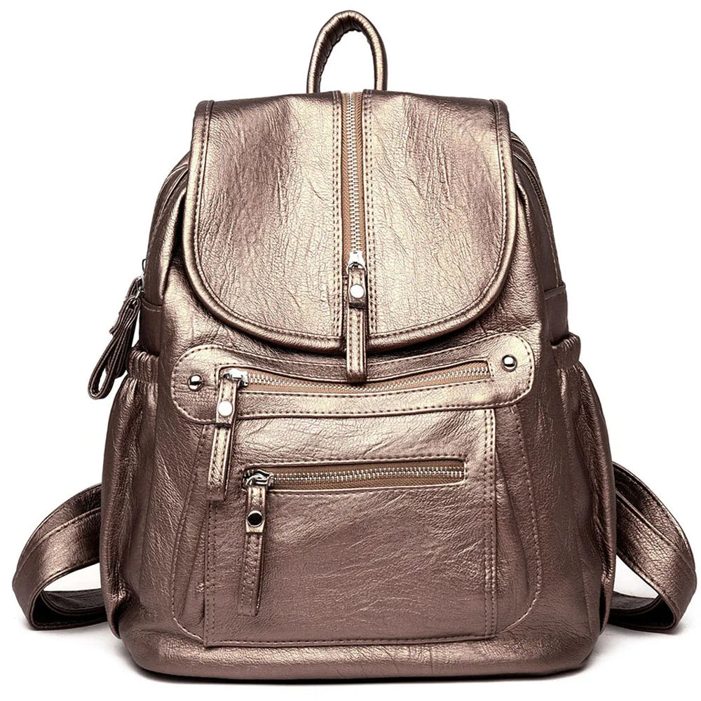 KMFFLY Damen Rucksack aus echtem Schafleder – Vintage Leder-Rucksack für Schule, Reise & Alltag
