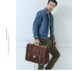 CONTACT’S Herren Aktentasche aus Crazy Horse Leder – Business-Laptop Bag für 14-Zoll Geräte, Hochwertige Ledertasche für Männer