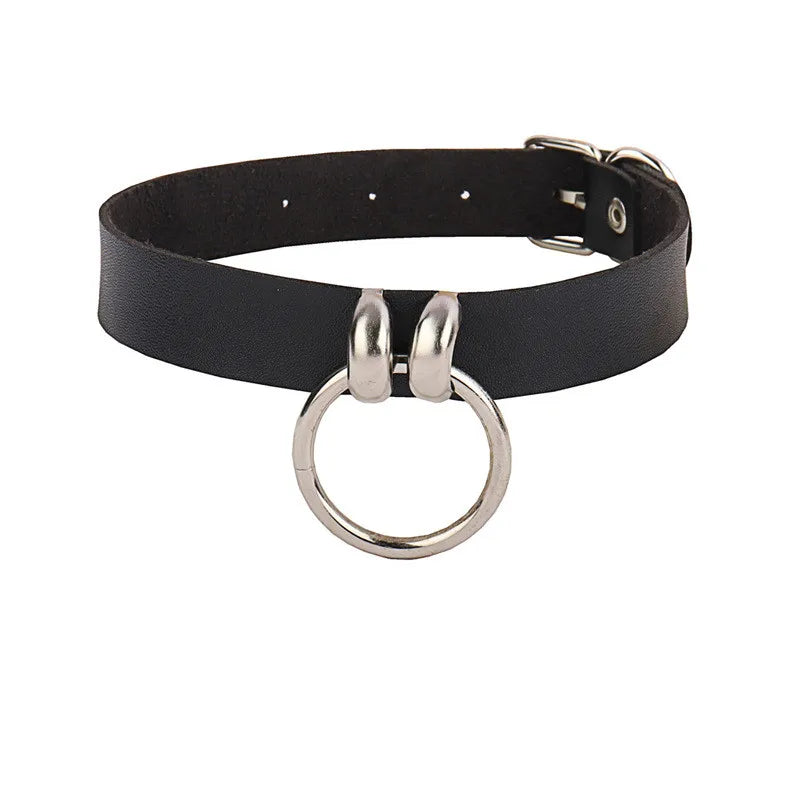 Spike Choker Halskette Punk – Breites Kunstleder Halsband mit großen Nieten im Gothic Style für Damen & Herren