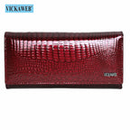 VICKAWEB Damen Geldbörse aus echtem Leder - Lange Fashion Wallet mit Doppel-Reißverschluss, großer Kapazität &amp; Alligator-Prägung (VK-AE501) 
