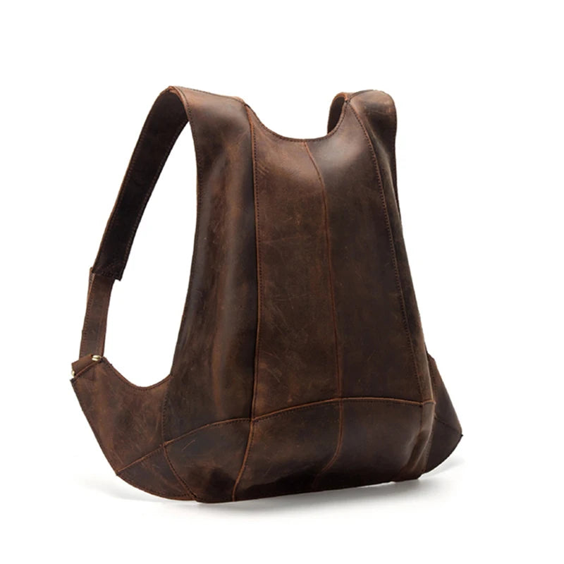 LUUFAN Crazy Horse Leder Sling Rucksack Unisex – Kompakter Echtleder Daypack für Outdoor, Schule, Freizeit & Bike