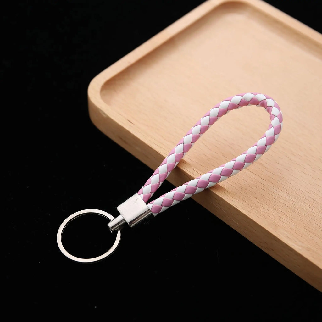 Geflochtener PU-Leder Schlüsselanhänger - Llavero de cuerda tejida más moderno como bolso y colgador de automóviles, llavero de cuero DIY para mujeres y hombres 