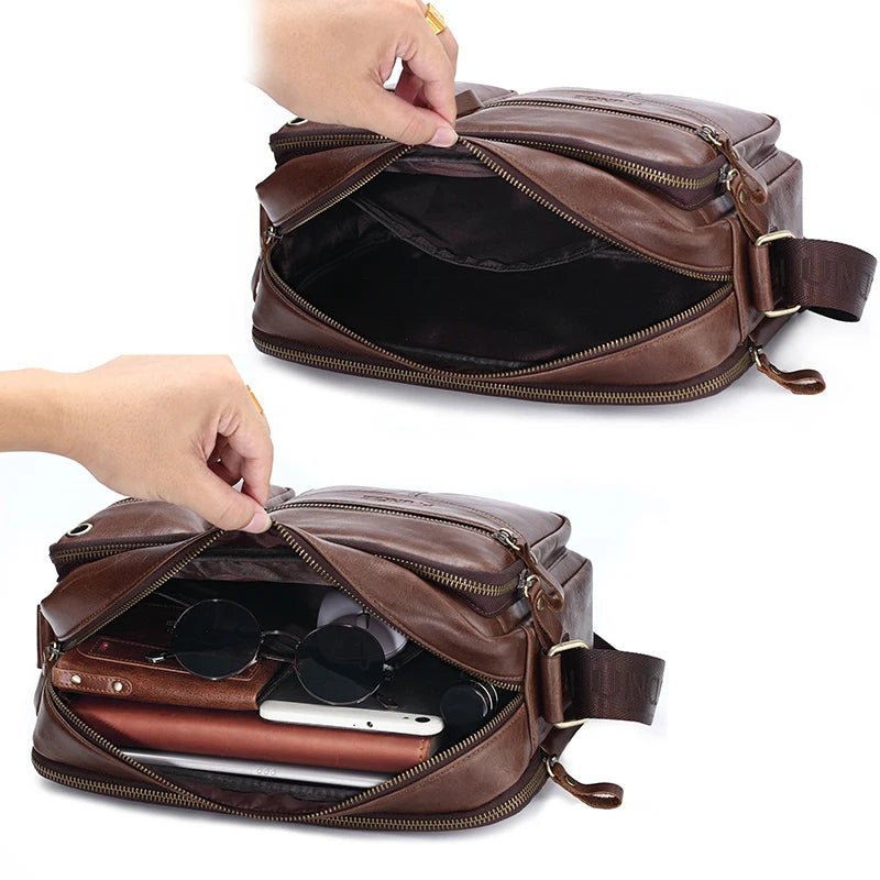 LACHIOUR Herren Leder-Umhängetasche – Echtes Leder, Casual Messenger Bag, Business & Crossbody Handbag