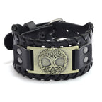 Totem Design Wide Leather Pirate Compass Bracelet Men's Bracelet Celtic Viking Jewelry Compass Bracelet Accessories Party Gifts