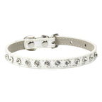 Bling Strass Hunde- & Katzenhalsband aus PU-Leder – Kristall-Diamant Halsband mit Leine für kleine Hunde (12 Farben)