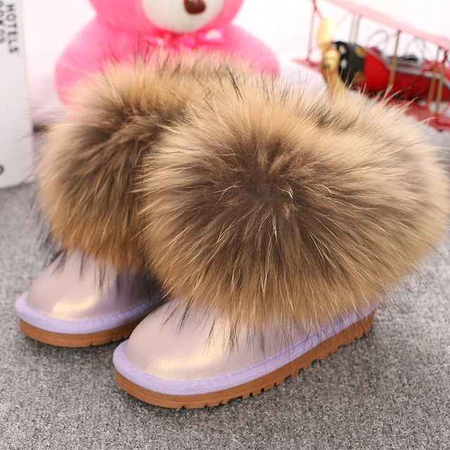 JOYHOPY Damen Schneestiefel aus echtem Leder – Knöchelhohe Winterboots mit warmem Fellfutter &amp; flacher Sohle