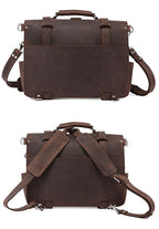 FANCODI Vintage Herren Leder-Aktentasche – Crazy Horse Leder Business Bag para portátil de 15,6 pulgadas, bolso de mano y bolso de mano
