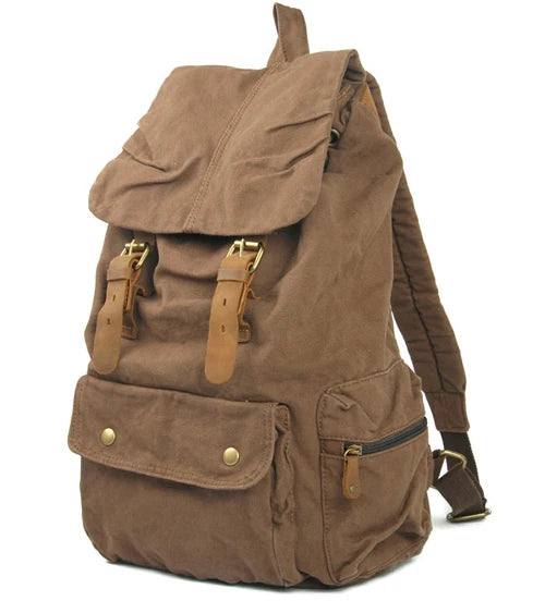 MUNUKI Vintage Canvas Rucksack – Militärischer Retro Drawstring Rucksack für Schule, Alltag & Freizeit