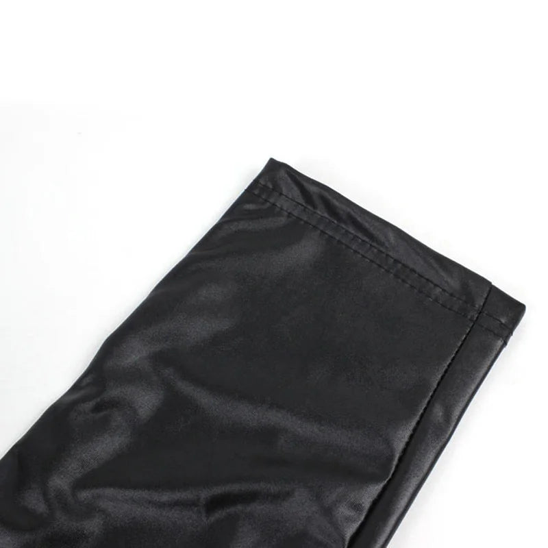 Damen PU Leder Leggings Skinny Fit – Schwarze Stretch Leggings mit Zipper am Knie, Korean Style für Herbst & Winter