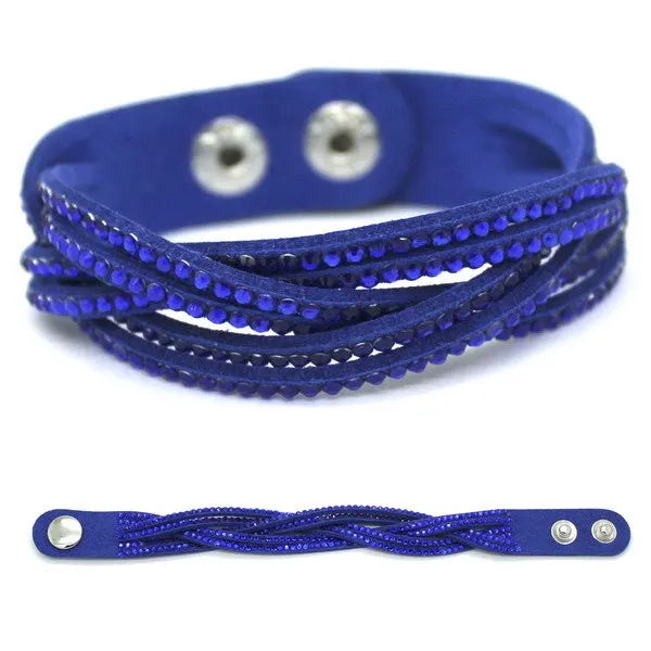 Kristall Lederarmband für Damen – Elegantes Stardust Armband mit Strass & Stern-Design, verstellbares europäisches Charm-Armband