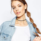 Minimalistisches Choker-Halsband aus Leder & Samt – Gothic Punk Halskette für Damen im Harajuku-Stil (5er-Set)