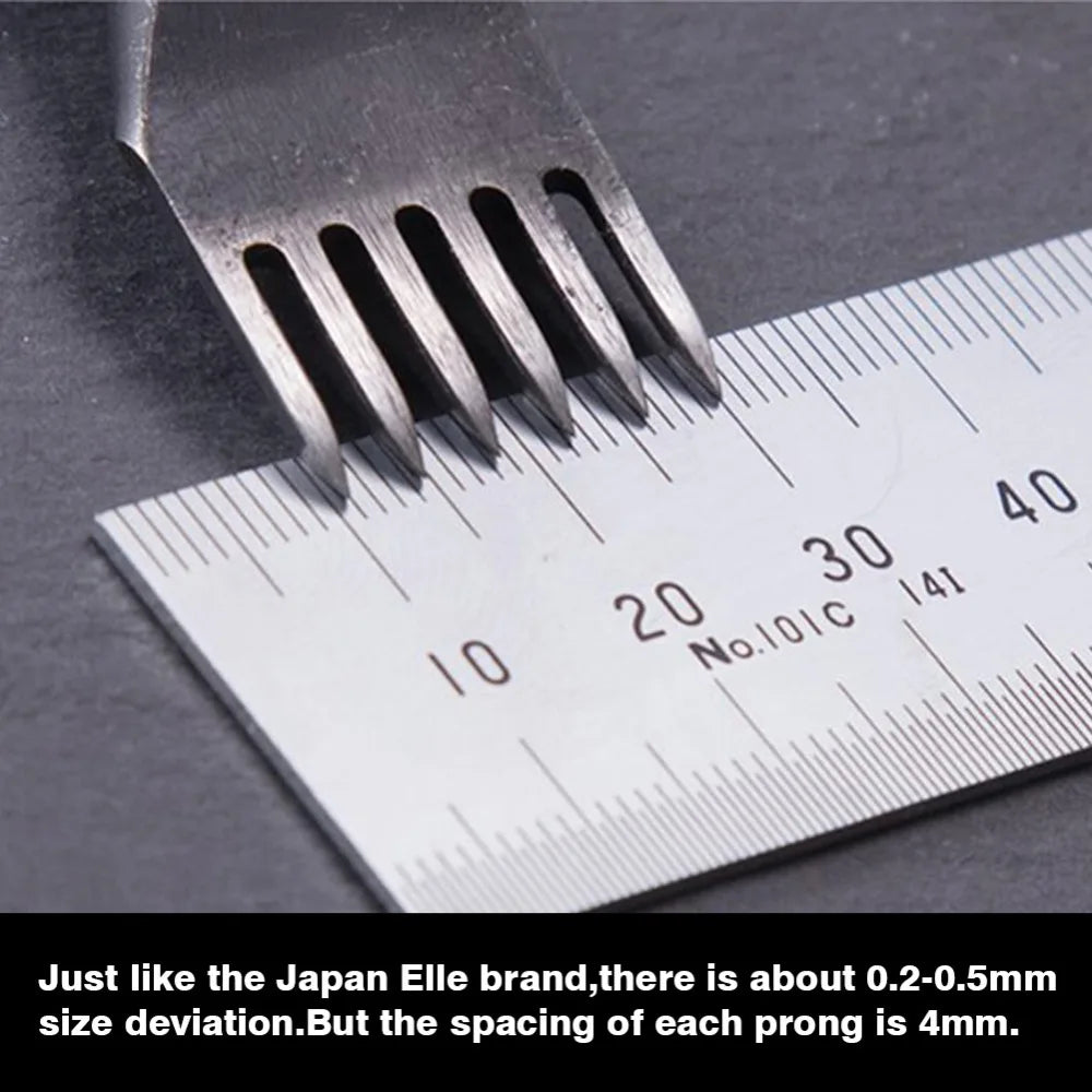 WUTA Diamond Pricking Iron Lederchisel – Schwarzes Stichloch-Werkzeug mit 3 mm oder 4 mm Zahnabstand für präzise Lederhandarbeit