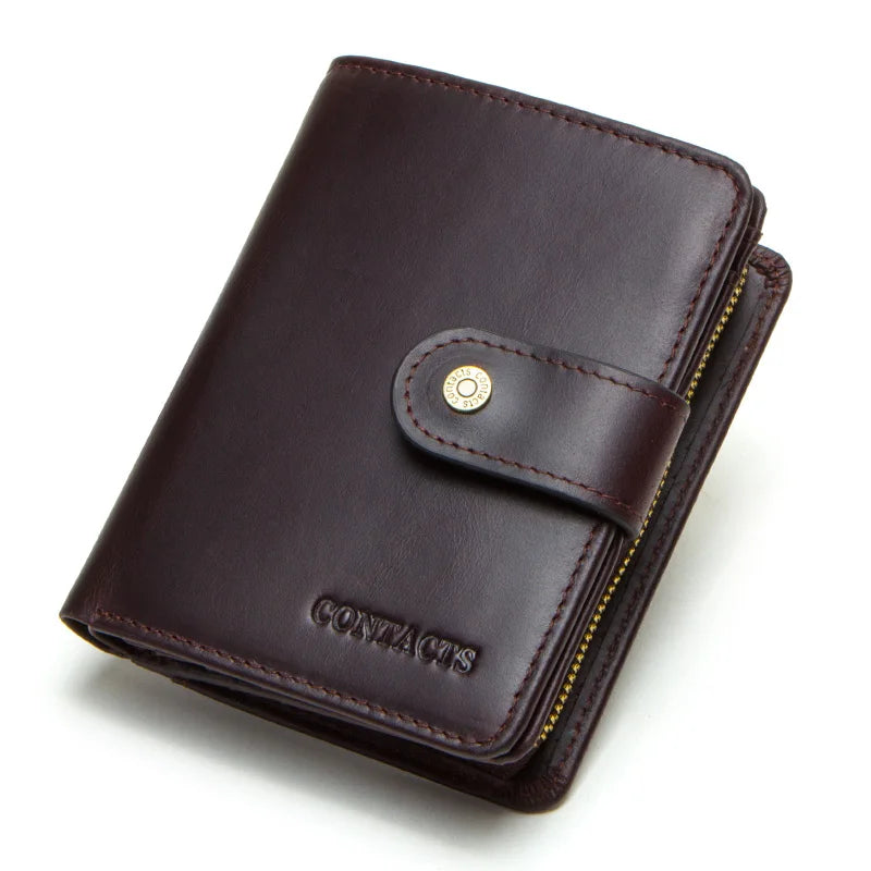 Contact'S Herren &amp; Damen Geldbörse aus echtem Leder – Vintage Kurz-Wallet mit RFID-Schutz, Münzfach &amp; Kartenhalter