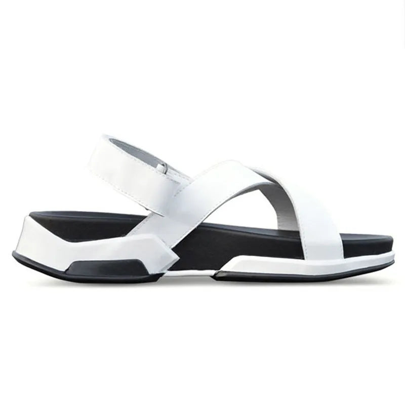 YueYueAngel Herren Ledersandalen 2025 – Italienisches Design, Sommerliche Freizeit-Slides mit Riemen, Dicksohle, Echtes Rindsleder, Strand- & Casual-Schuhe