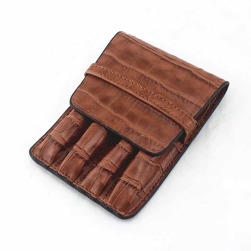 Handgefertigtes Vintage Leder Stifteetui für 4 Stifte – Elegantes Pen Case aus Leder für Füllfederhalter, Kugelschreiber & Stylus