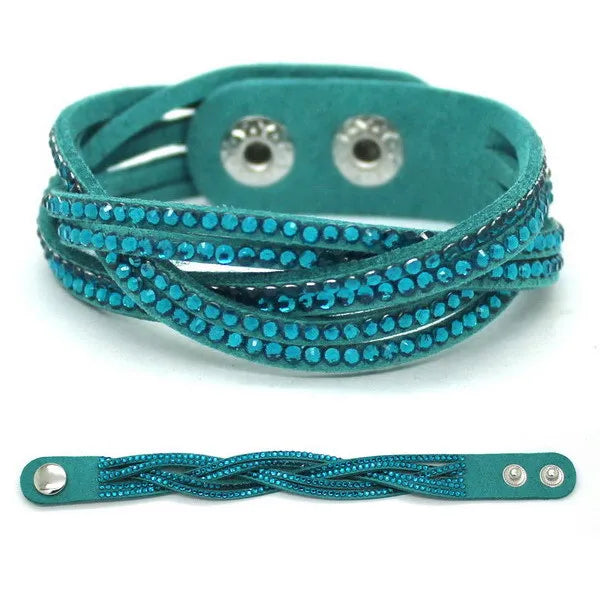 Kristall Lederarmband für Damen – Elegantes Stardust Armband mit Strass & Stern-Design, verstellbares europäisches Charm-Armband