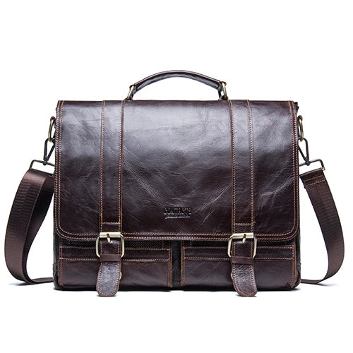 CONTACT’S Herren Leder-Aktentasche – Business & Casual Briefcase für 13" Laptop, Vintage Messenger Bag