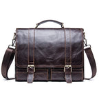 CONTACT’S Herren Leder-Aktentasche – Business & Casual Briefcase für 13" Laptop, Vintage Messenger Bag