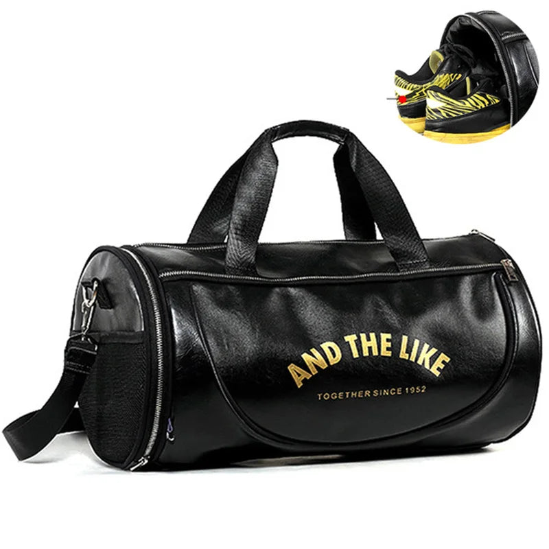 Wellvo Herren PU Leder Reisetasche – Modische Travel Duffle mit Schuhfach, leichte Schulter- &amp; Sporttasche für Reisen, Fitness &amp; Alltag 
