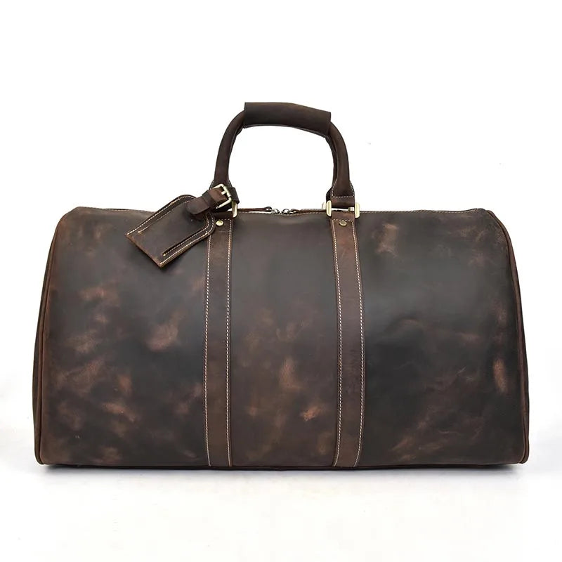 Vintage Herren Reisetasche aus echtem Rindsleder – Große Leder Duffle Bag 60 cm, robuste Weekend- & Handgepäcktasche aus Cowhide
