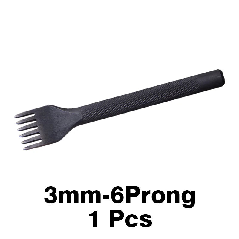 WUTA Diamond Pricking Iron Lederchisel – Schwarzes Stichloch-Werkzeug mit 3 mm oder 4 mm Zahnabstand für präzise Lederhandarbeit