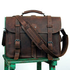 FANCODI Vintage Herren Leder-Aktentasche – Crazy Horse Leder Business Bag para portátil de 15,6 pulgadas, bolso de mano y bolso de mano