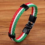 PU-Leder Armband mit Nationalflagge – Handgefertigtes Edelstahl-Charm Armband für Damen & Herren, Trendiges Unisex Lederarmband
