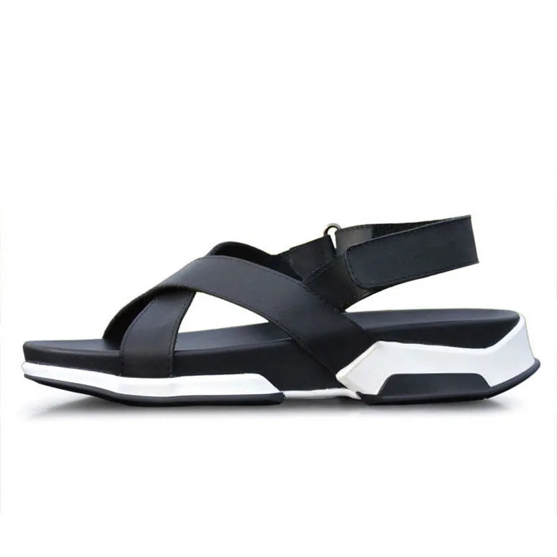 YueYueAngel Herren Ledersandalen 2025 – Italienisches Design, Sommerliche Freizeit-Slides mit Riemen, Dicksohle, Echtes Rindsleder, Strand- & Casual-Schuhe