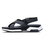 YueYueAngel Herren Ledersandalen 2025 – Italienisches Design, Sommerliche Freizeit-Slides mit Riemen, Dicksohle, Echtes Rindsleder, Strand- & Casual-Schuhe