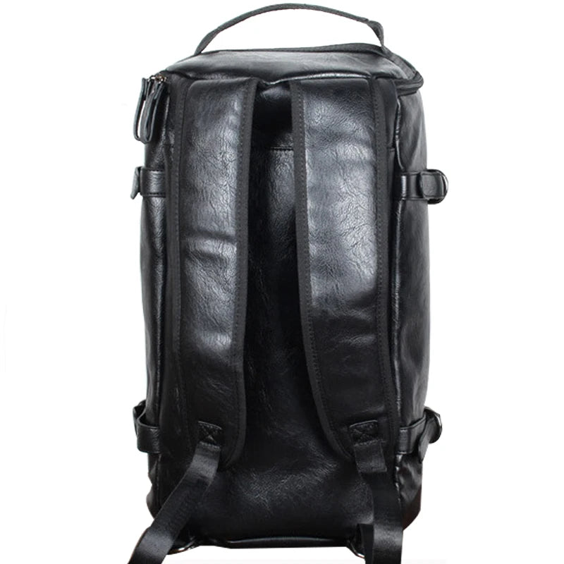 Scione Herren PU-Leder Gym Bag – Outdoor Fitness- & Reisetasche mit Schuhfach, wasserdicht und vielseitig tragbar