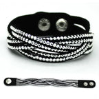 Kristall Lederarmband für Damen – Elegantes Stardust Armband mit Strass & Stern-Design, verstellbares europäisches Charm-Armband