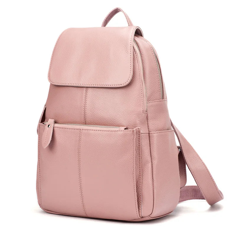 ZENCY Damen Rucksack aus echtem Rindsleder – Anti-Diebstahl Designer Leder-Rucksack mit großem Stauraum in Schwarz & Weiß