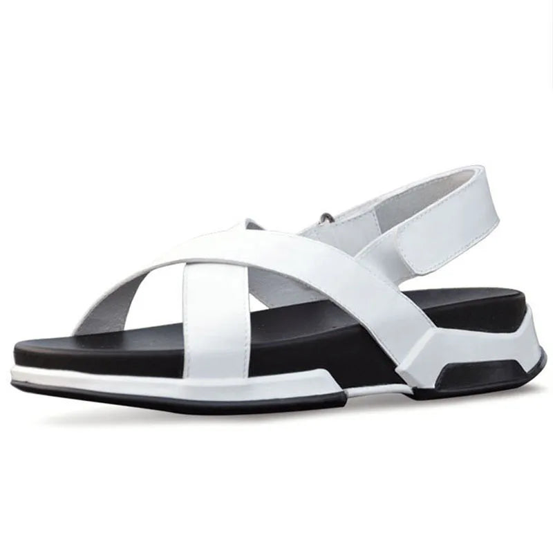 YueYueAngel Herren Ledersandalen 2025 – Italienisches Design, Sommerliche Freizeit-Slides mit Riemen, Dicksohle, Echtes Rindsleder, Strand- & Casual-Schuhe