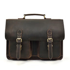 Luufan Vintage Herren Aktentasche aus echtem Crazy-Horse-Leder - Bolsa grande para negocios y portátiles con bolsa de seguridad para 15 pulgadas 